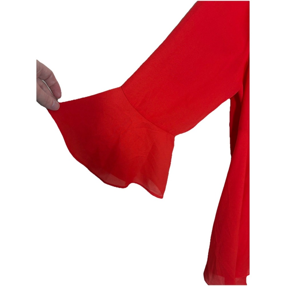Soft‎ Surroundings Red Terrific Topper Cardigan L Lightweight Breezy Bell Sleeve - Picture 2 of 6